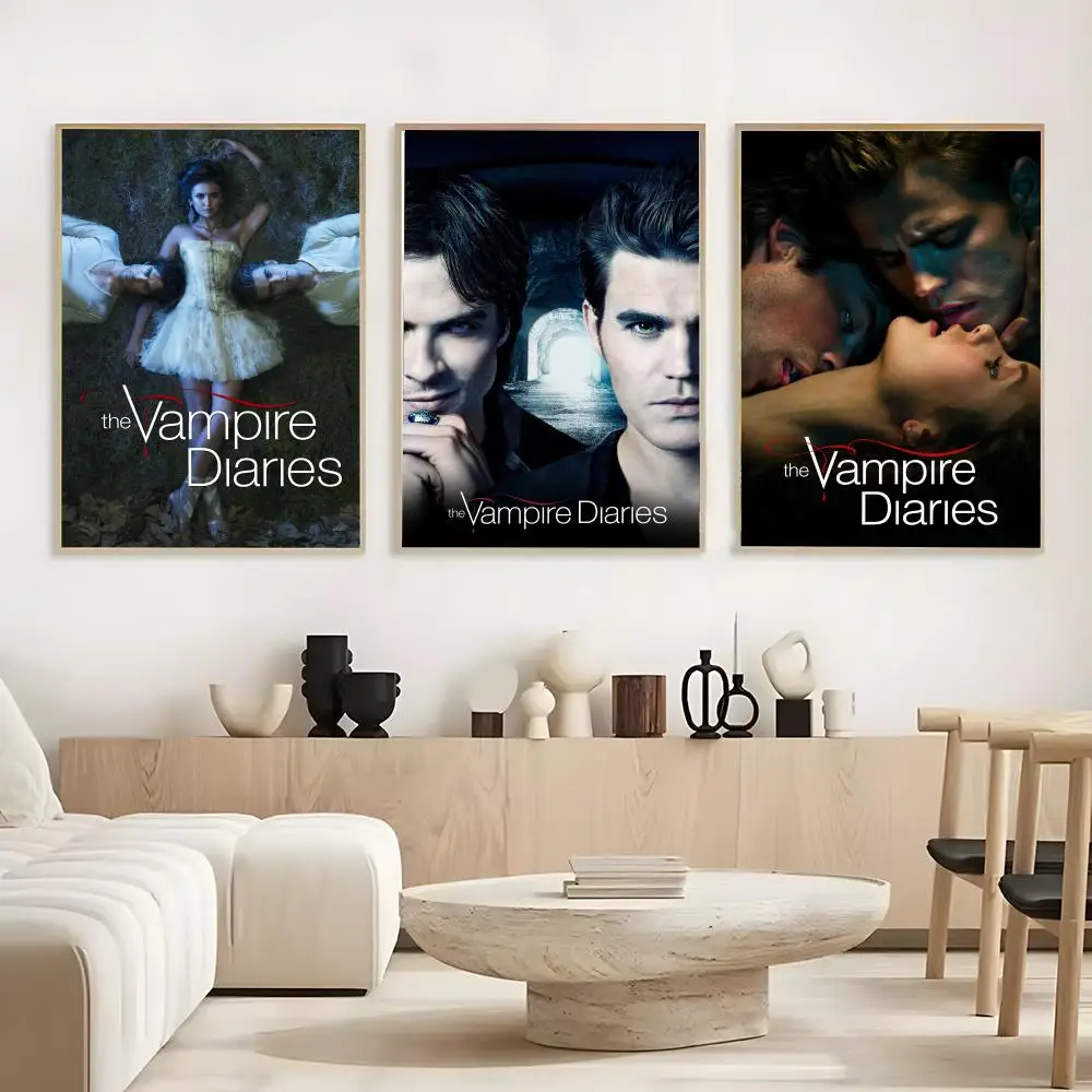 T-The Vampire Diaries Poster Frameless Poster Self-adhesive Art Waterproof Paper Sticker Coffee House Bar Room Wall Decor
