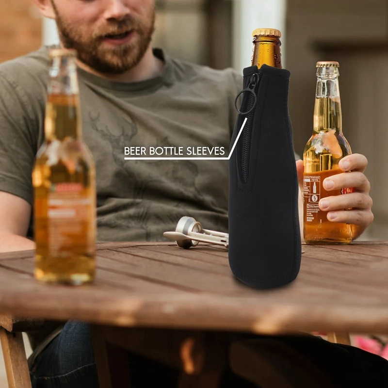 Funda de neopreno para botella de cerveza, funda aislante con cremallera para botellas de 12 Oz/330Ml, fiesta