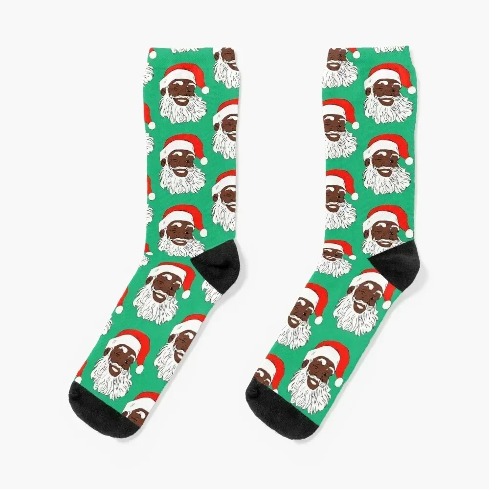 Winking Black Santa Claus Christmas XMAS Socks sports and leisure men cotton high quality Socks Women's Men's