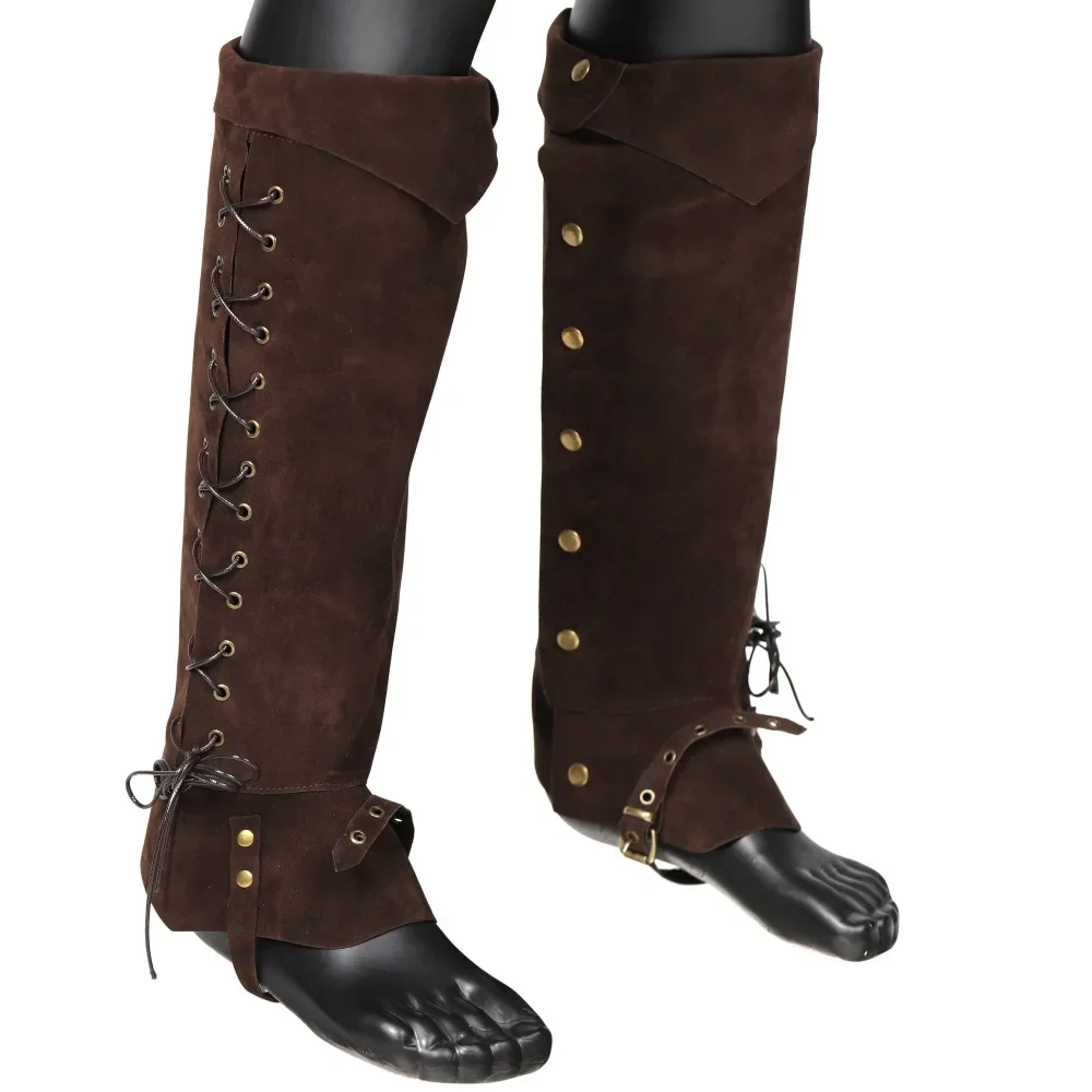 1 Paar mittelalter liche Piraten Wildleder Stiefel Schuh abdeckungen Steampunk Nieten Renaissance Piraten Stiefel Topper für Halloween Party Kostüm Requisiten