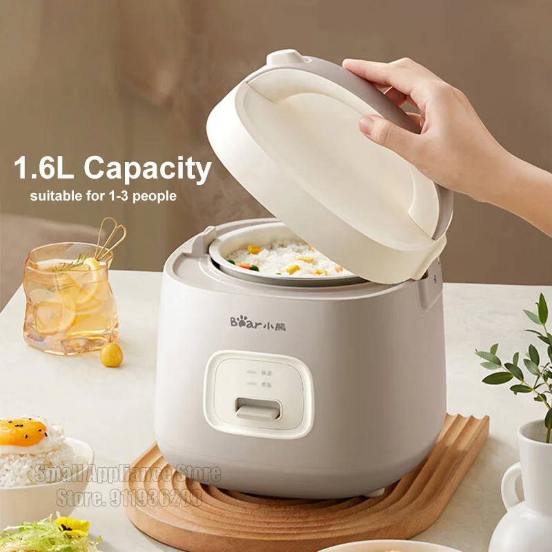 Bear Electric Cooker 1.6L Rice Cooker Multifunctional Portable 220V Household Kitchen Appliances Non-stick Liner For 1-3 People