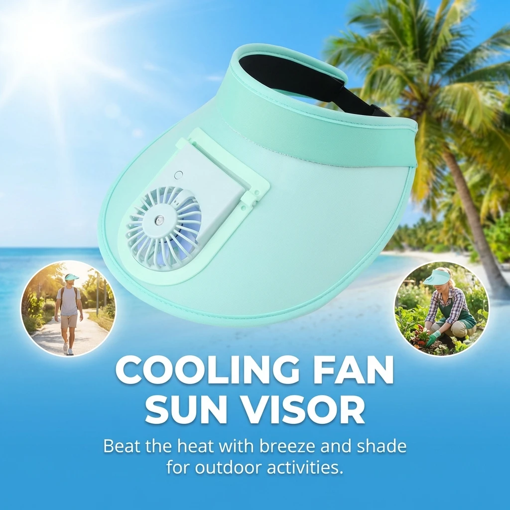 USB Rechargeable Cooling Sun Hat Wide Brim Outdoor Visor Cap with Fan UPF + Protection for Women Men Summer Beach Travel