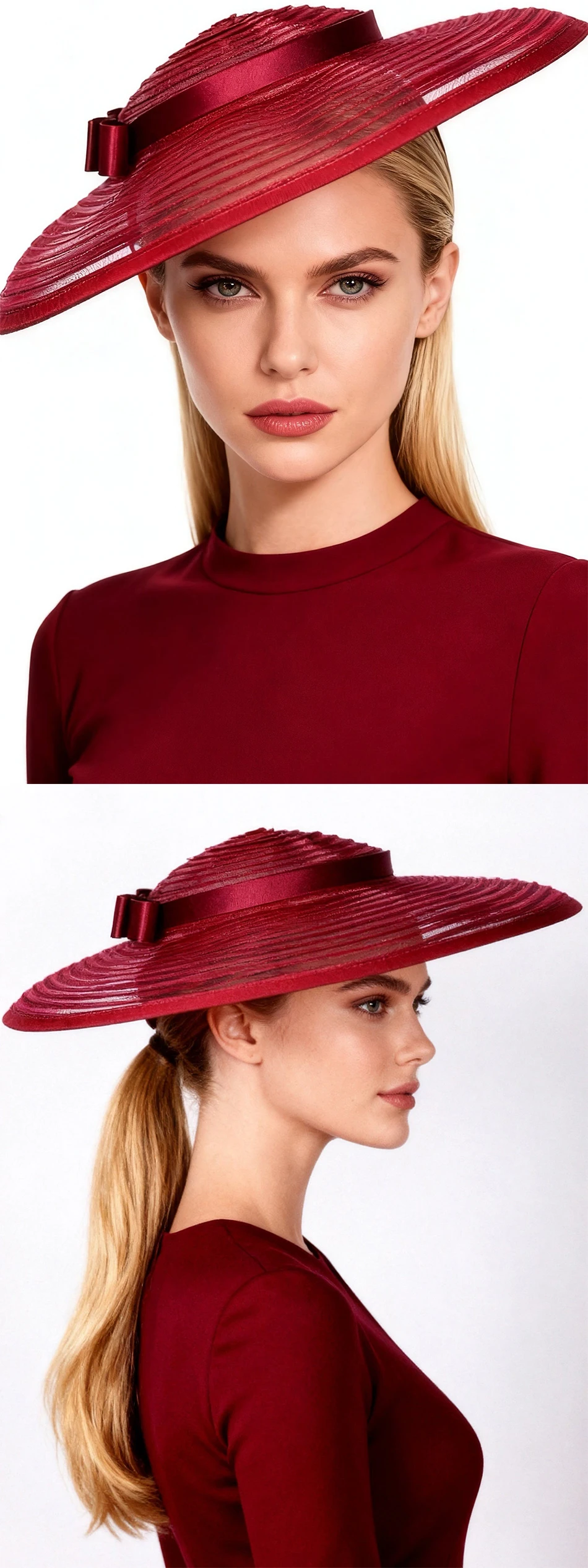 FS Eleganter Brauner Hochzeitshut mit Breiter Krempe, Kirchenhüte für Damen, Marken-Teeparty-Fascinator mit Schleife, Sombreros Mujer – Detail 4