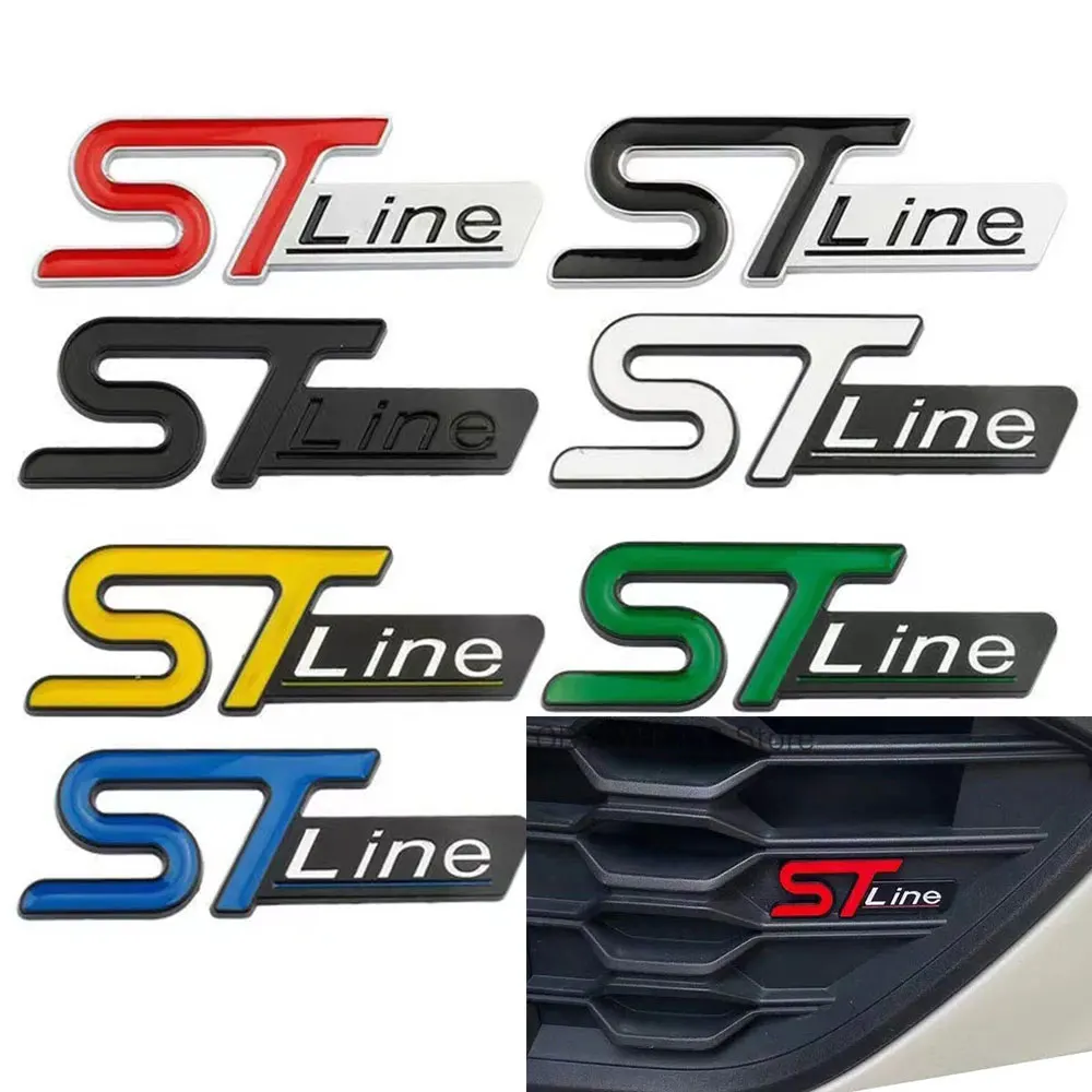 For Ford ST LINE Logo For Grill Emblem Badge Car Trunk Sticker Decal Focus Kuga Fiesta Mondeo ESCAPE Ecoboost car sticker emblem