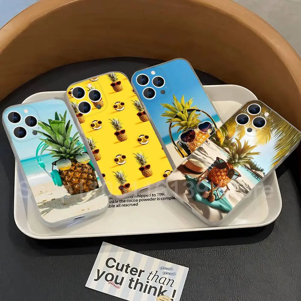 

Summer pineapple Phone Case For iPhone 17,16,15,14,13,12,11 Pro,Max,Plus,X,XS,XR,SE4,E Mini Transparent Soft Cover
