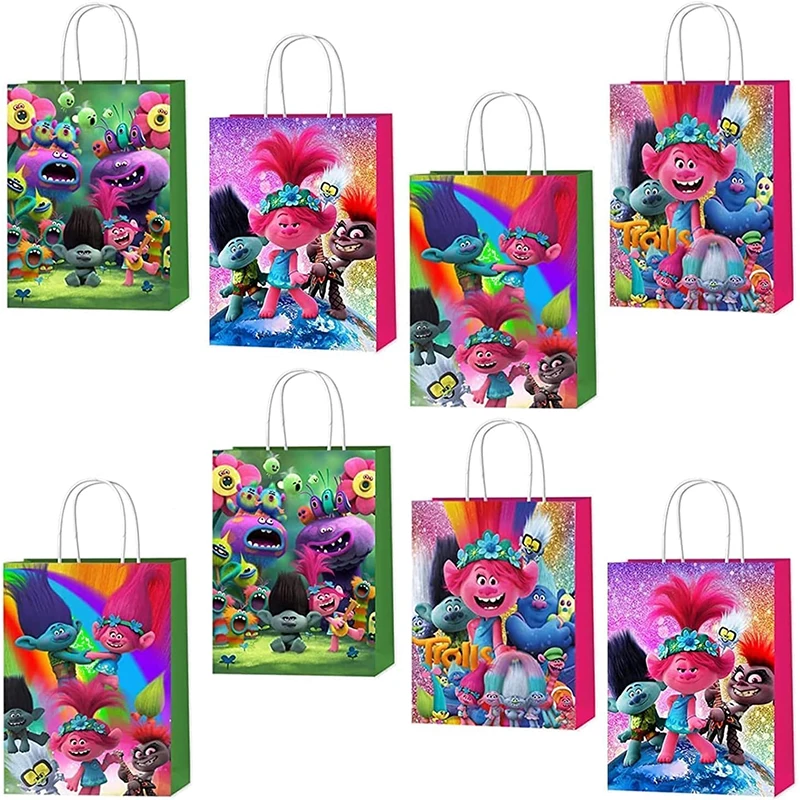 Trolls Candy Package Gift Handbag Baby Shower Birthday Party Supplies Decor Paper Bag