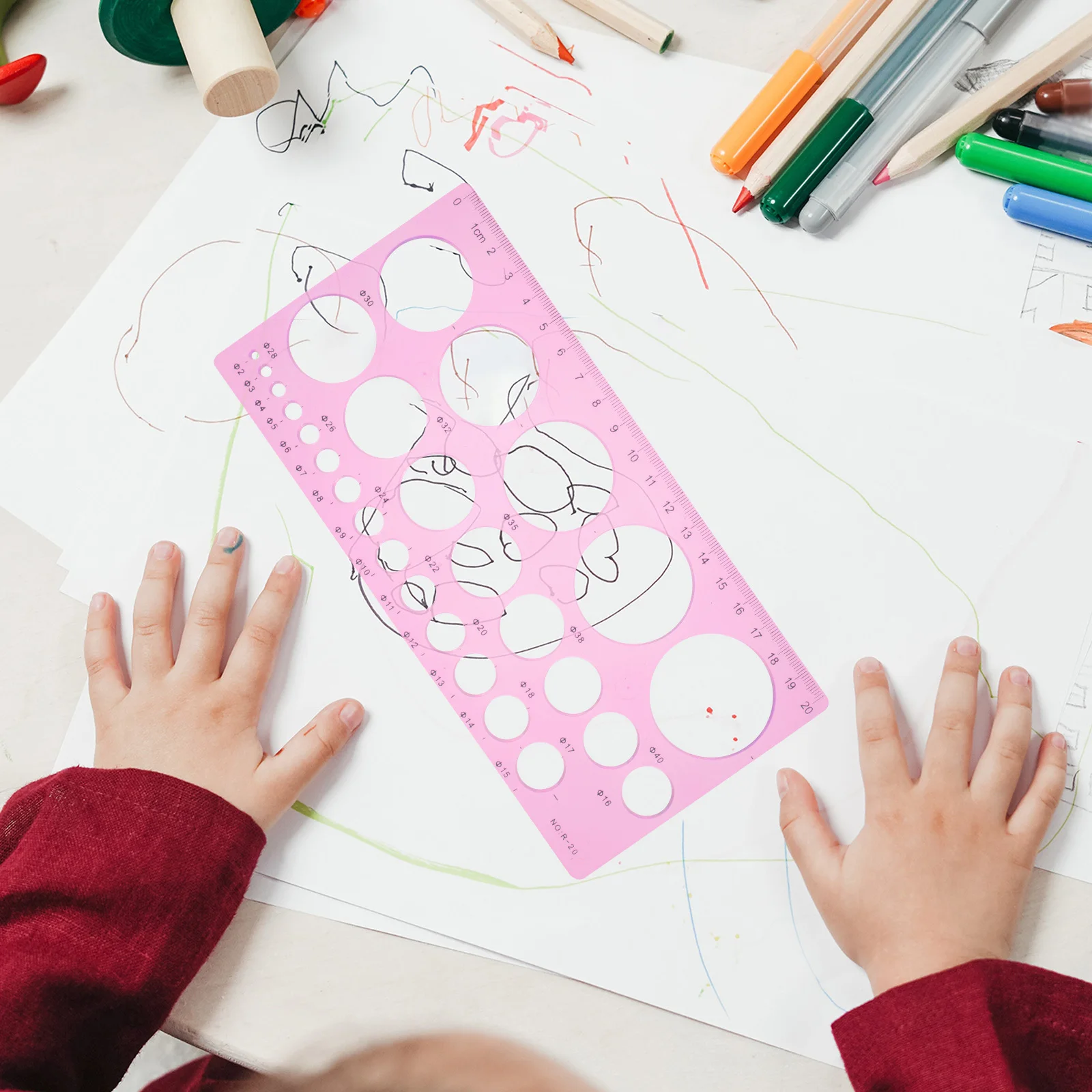 6pcs Circle Template Ruler Plastic Drawing Stencils Lightweight Engineering Architecture Design Tool For School Art Drafting