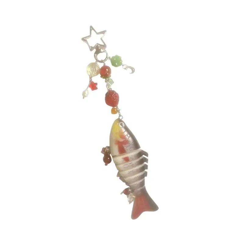 31BB Dynamic Swinging Fish Keychain Lightweight Holder Gift For Fishing Lovers