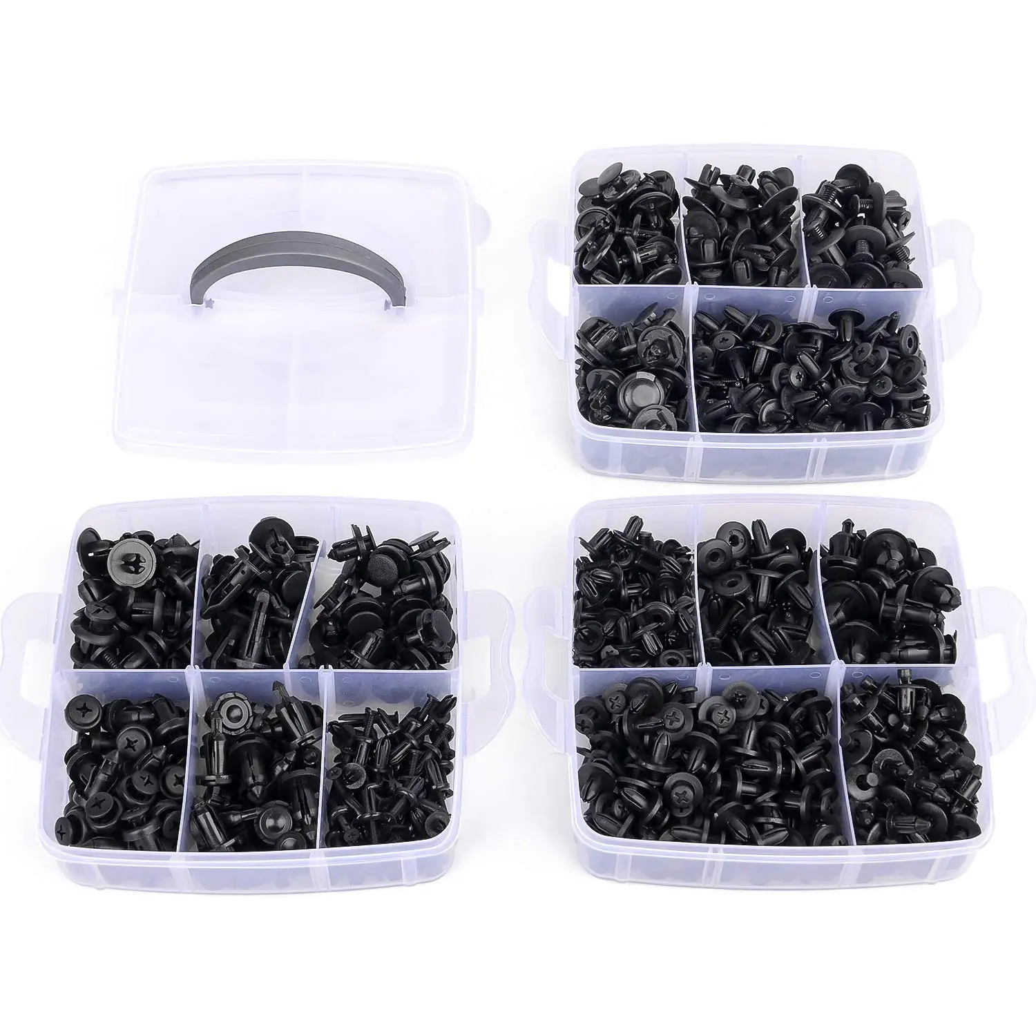 18 Boxes One Carton 635Pcs 16 Most Popular Sizes Car Auto Push Retainer Clips Fasteners Assortment Nylon Bumper Fender Rivets