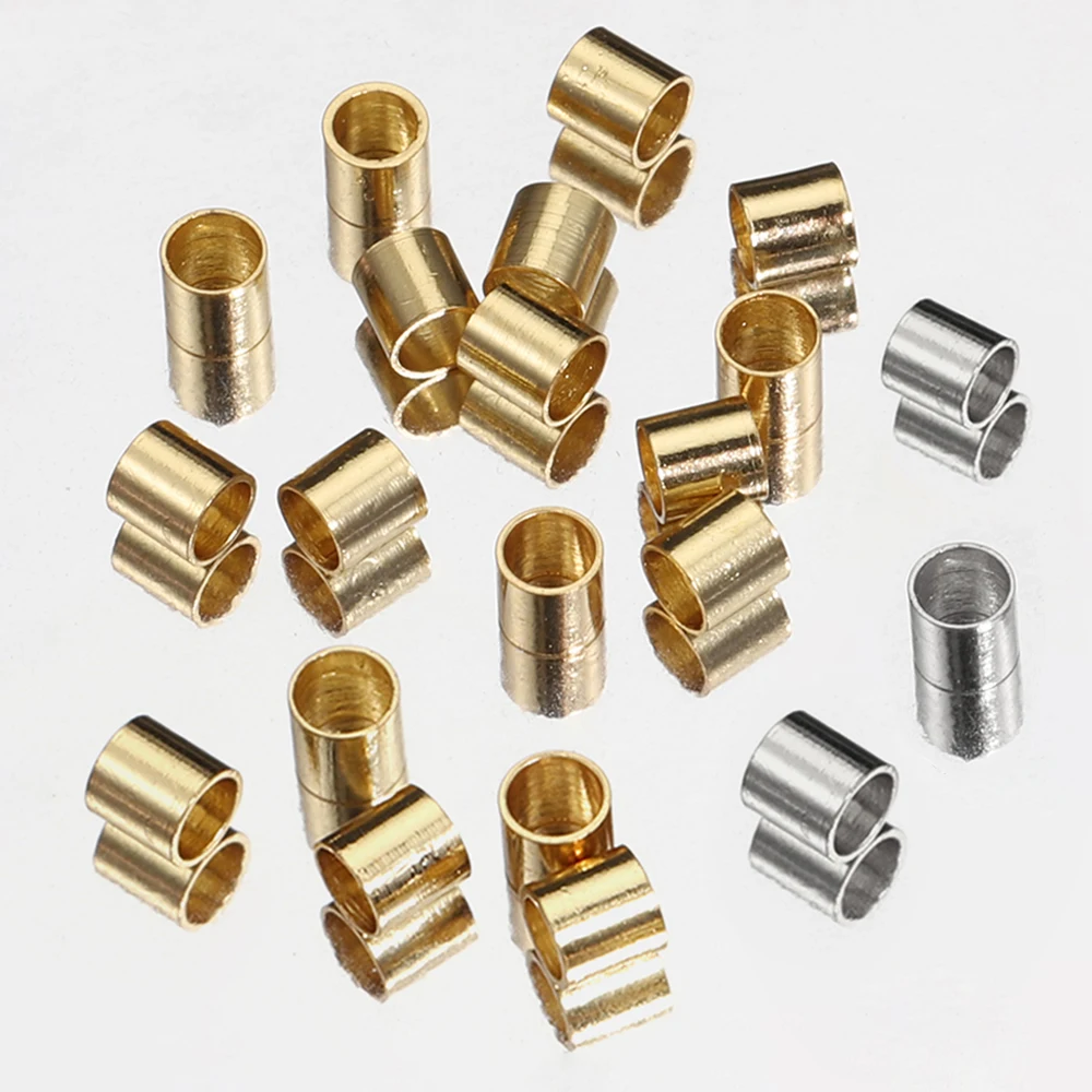 150pcs Gold Color Stainless Steel Stopper Spacer Crimp Tube Beads 1.5/2.0/2.5mm Bead for Necklace Jewelry Making DIY Supplies