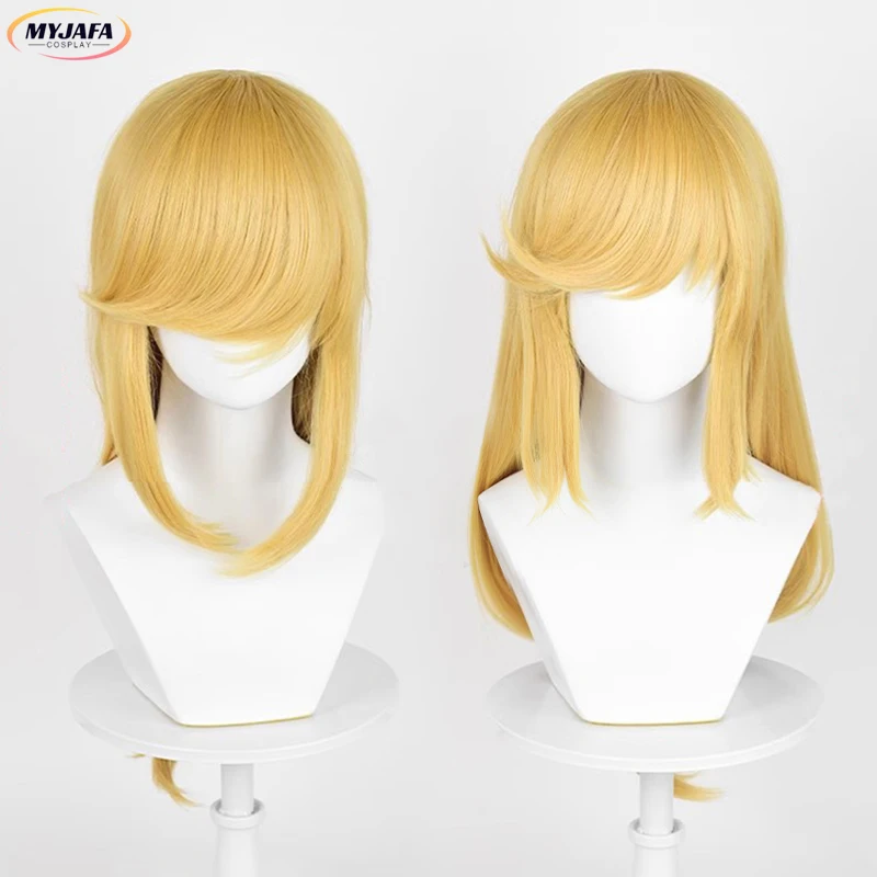 Applejack Cosplay Wig High Quality Anime Long Golden Yellow Scalp Wig Heat Resistant Synthetic Hair Anime Party Wigs + Wig Cap