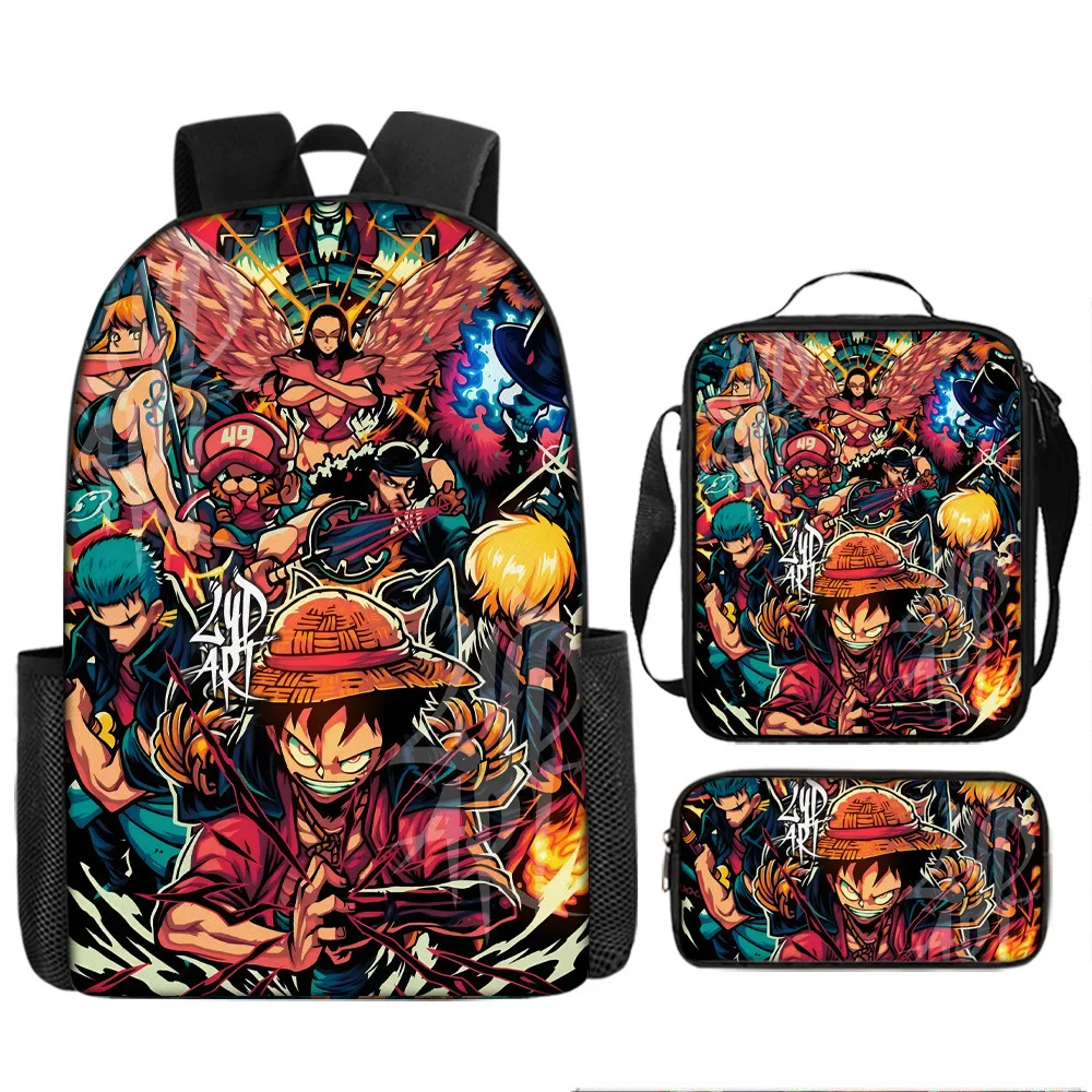 

One Piece Luffy Gear 5 Nika Backpack Zoro Anime School Bag Set with Shoulder bag Pencil Case for Kids boys