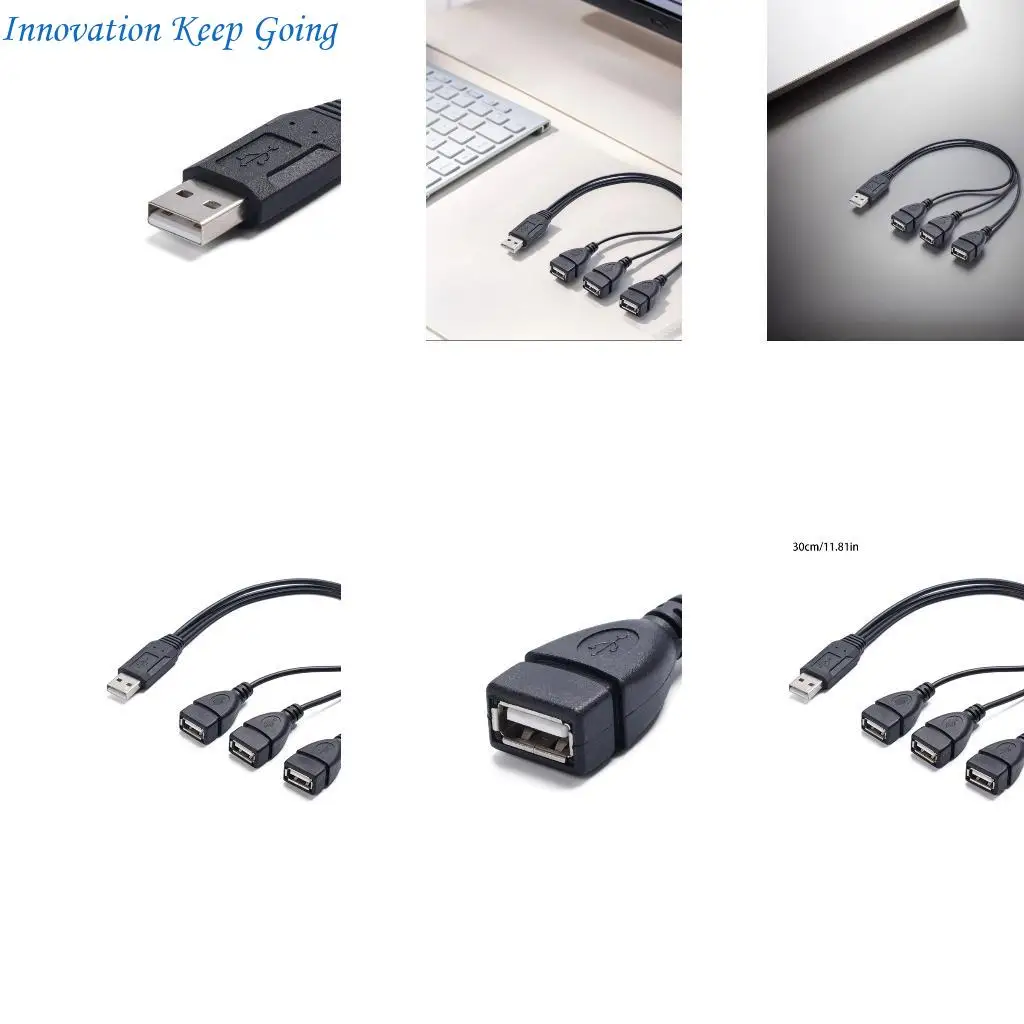

E65C USB Male To Triple Female Adapter Cable For Efficient Power And Data Sharing