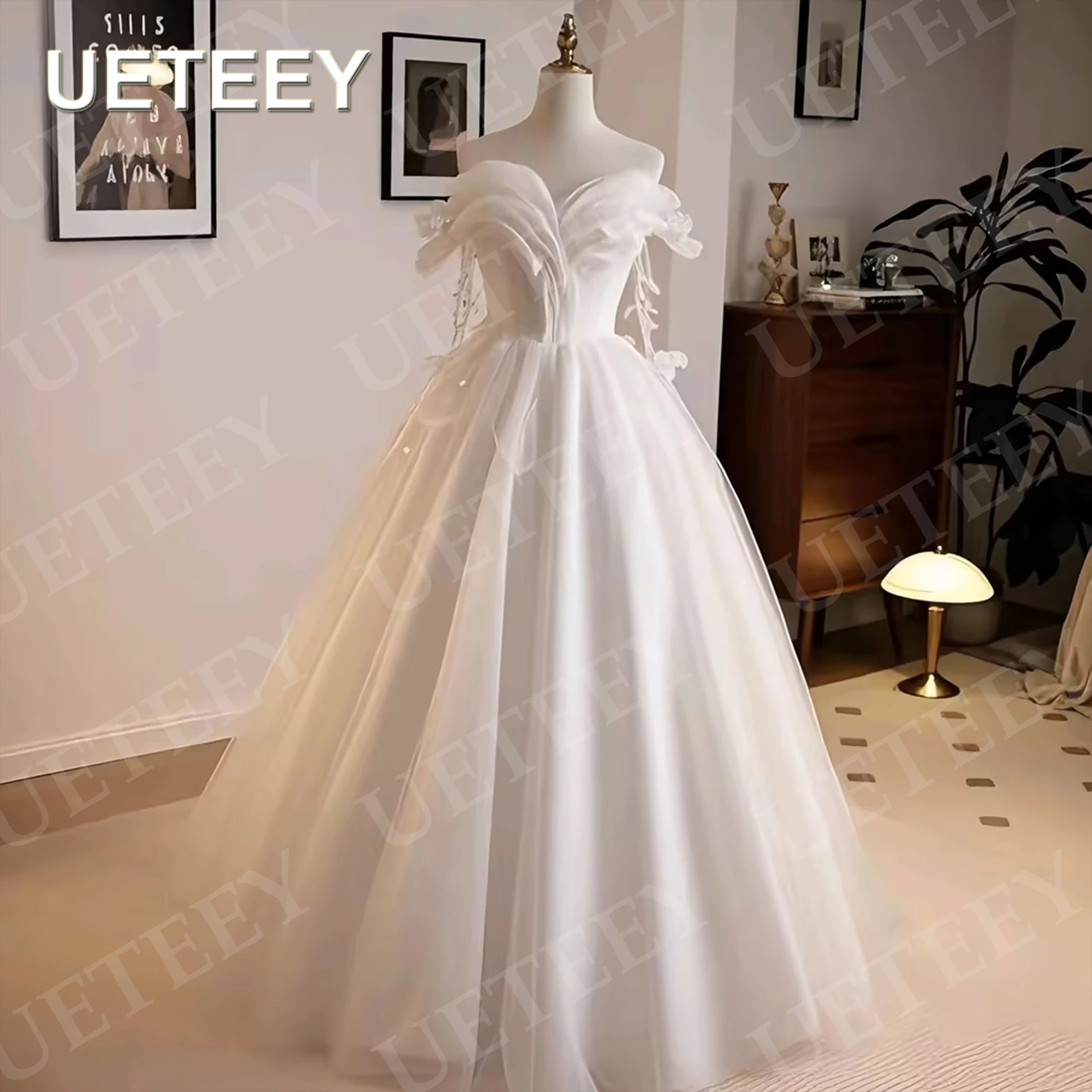 

UETEEY Sparkly Princess Wedding Dresses Off Shoulder 3D Butterfly A Line Tulle Sweetheart Bridal Gowns Floor Length Customized