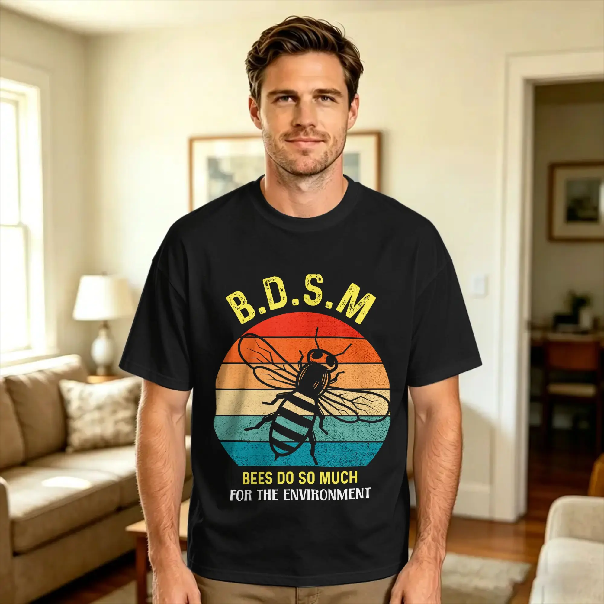 Men's B D S M bees do so much for the environment T-Shirts  Cotton Top Tees Summer Y2K Funny Short Sleeve T-Shirt O-Neck Tshirt