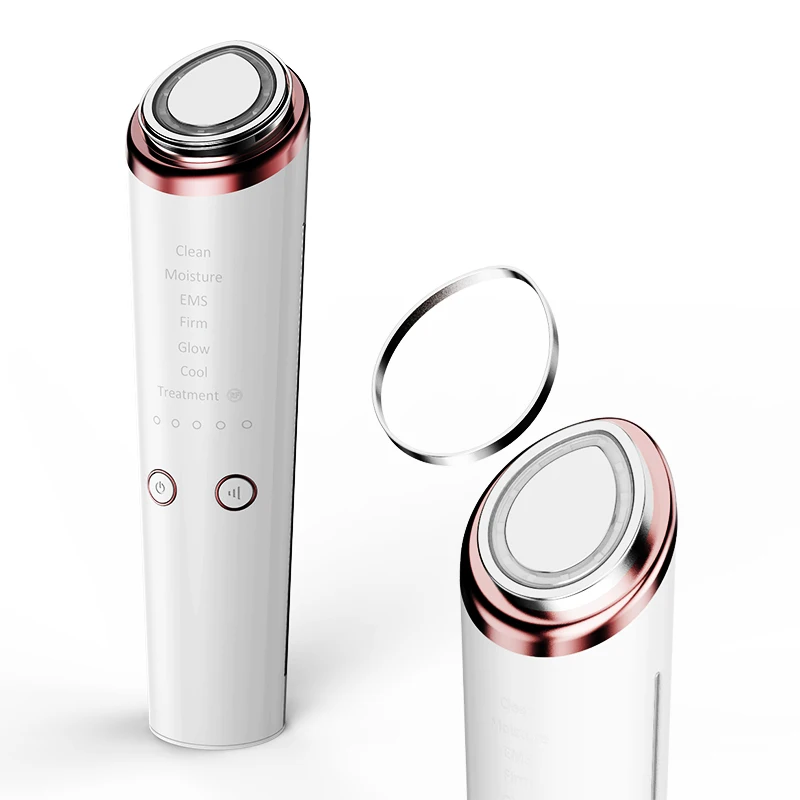 Elektrisches Gesichtsschönheitsinstrument, Gesichtsmassagegerät, 6-in-1-Reinigungsmaschine, LED, blaues rotes Licht, Wellenlift, fest, straffen Falten