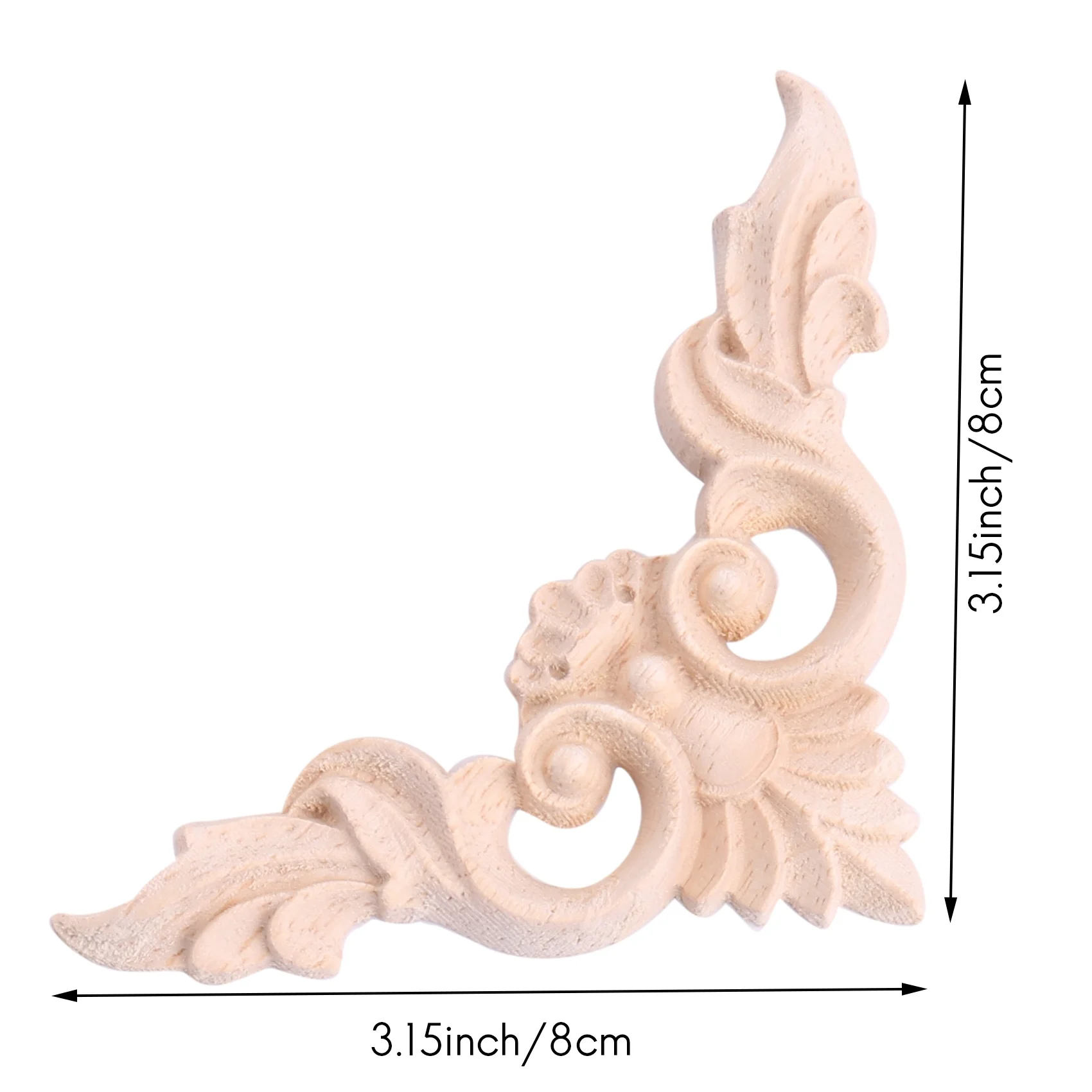 4pcs 8*8cm Wood Carved Corner Onlay Furniture Home Decorations Unpainted Applique