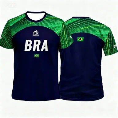 Brazil National Volleyball Team T-shirt 2026 VNL Memorial Short-sleeve Sports Top