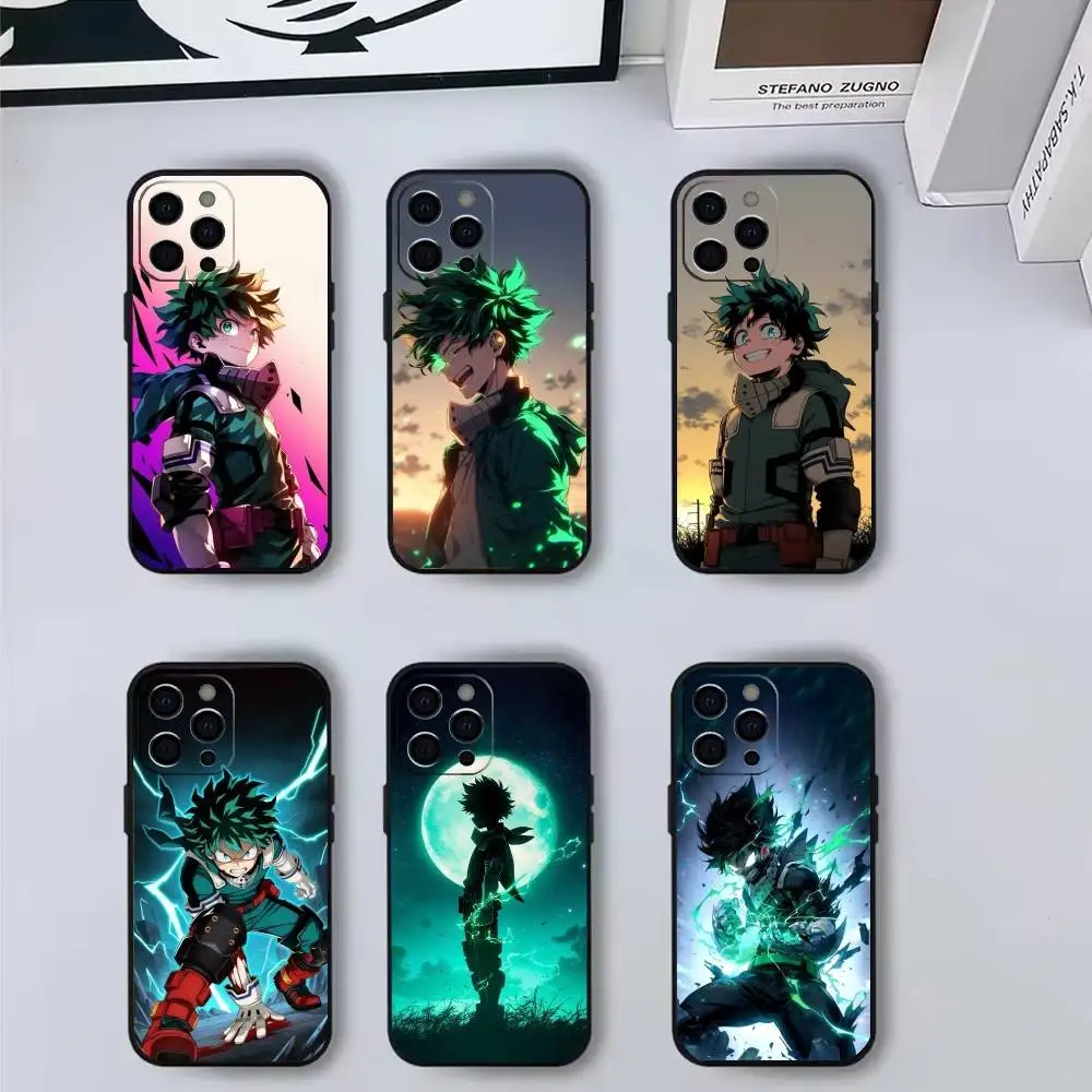 

My Hero l-lzuku Boy D-Deku Phone Case For iPhone17,16,15,14,13,12,11 Plus,Pro Max Soft Black Cover