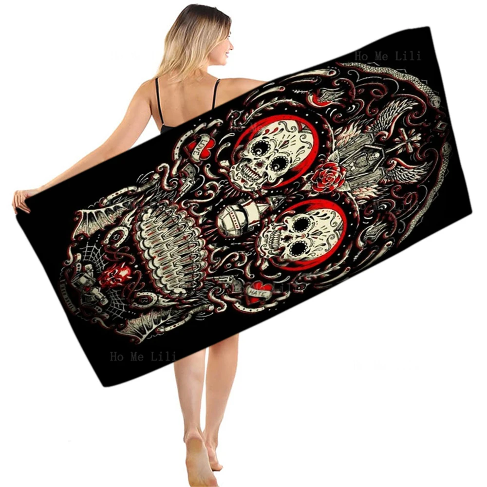 Cyborg Skull Mexicana Caveira Cool Death Magic Witchcraft Rose Vintage Style Quick-Drying Towel