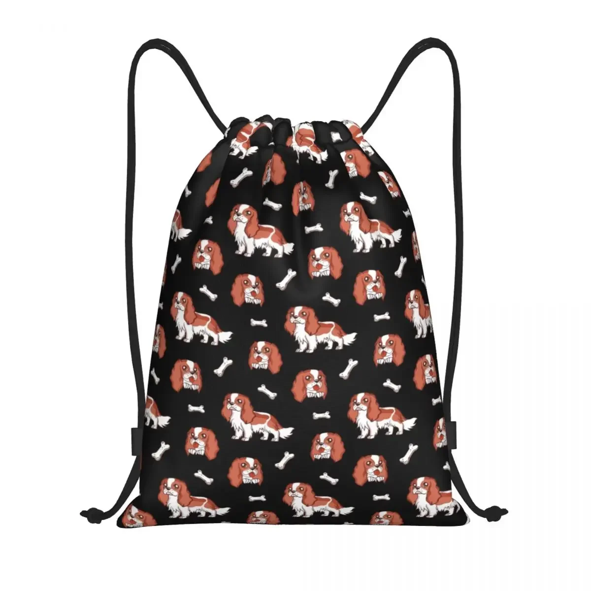 Cartoon Cavalier King Spaniel Drawstring Backpack Sports Gym Bag for Men Women Dog Training Sackpack