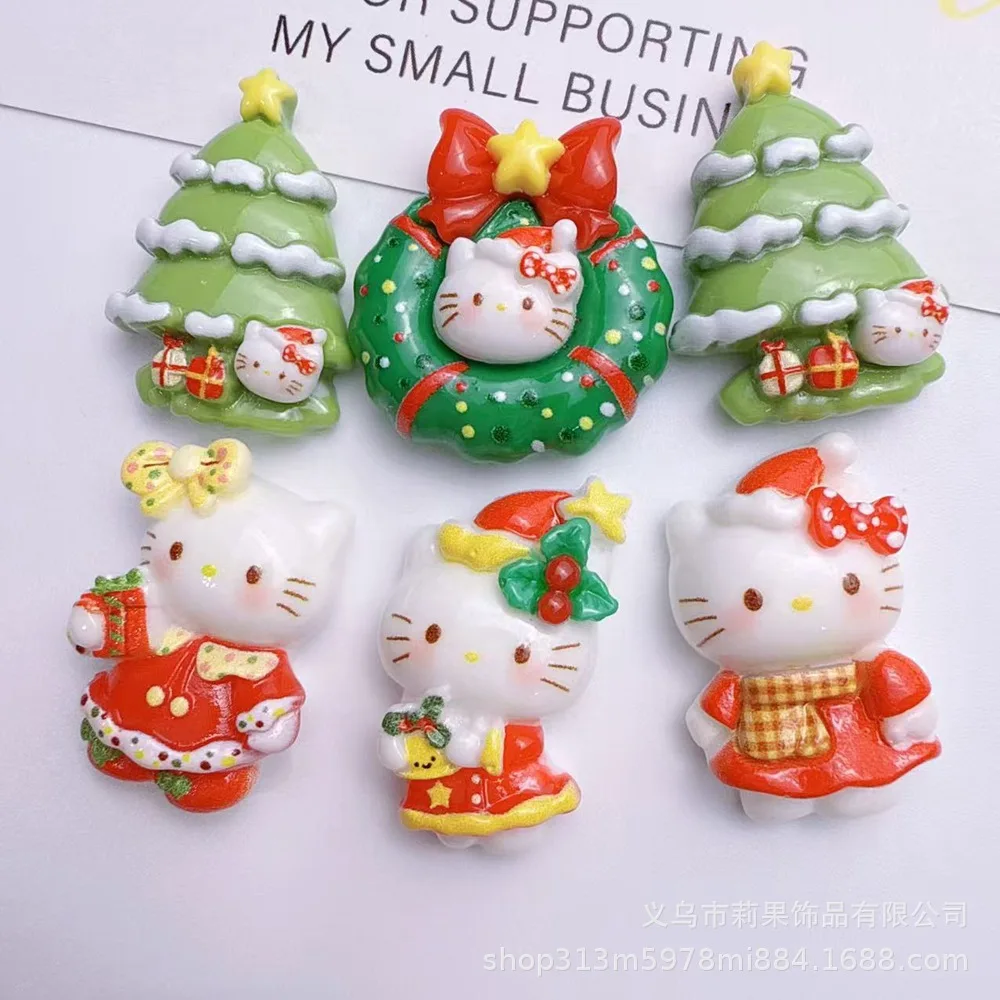 

100pcs Kawaii Flatback Resin Cartoon Sanrio Hello Kitty Christmas Series DIY for Scrapbook Phone Case Earrings Accessories