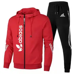 Sweat à capuche et pantalon à fermeture éclair pour hommes, ensembles sportifs de jogging, vêtements décontractés, salle de sport, fitness, automne, mode, ensemble de 2 pièces