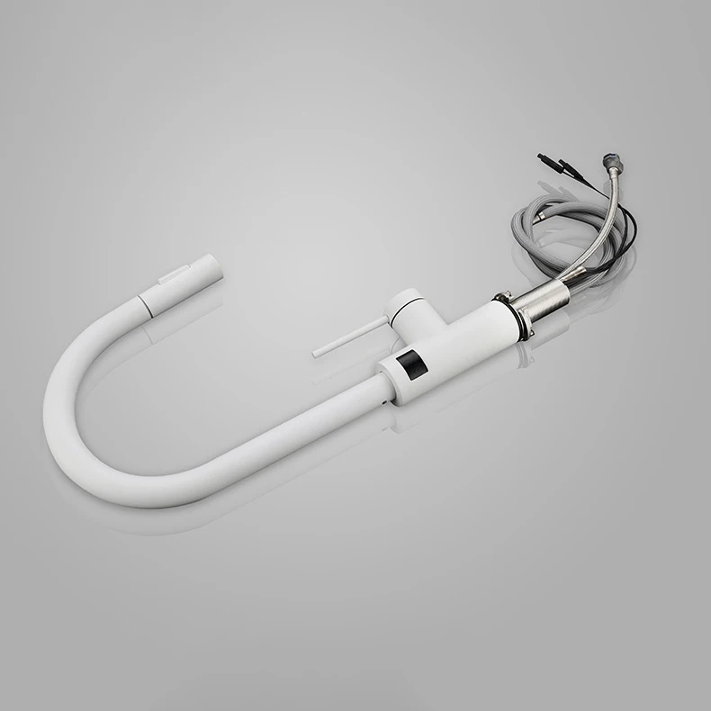 White Touch on Digital Kitchen Sink Faucet with Pull Down Sprayer Hot Cold Kitchen Mixer Tap Smart Sensor Touch Kitchen Faucets