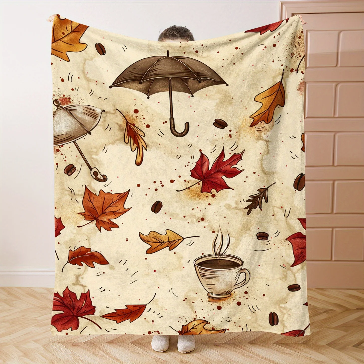 

Cozy Fallen Leaves Flannel Throw Blanket - Soft, Lightweight & Warm for All Seasons - Perfect for Bed, Sofa, Office, Camping