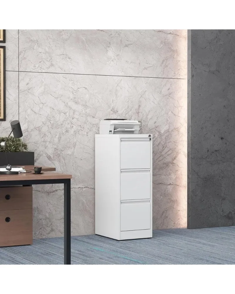 خزانة ملفات عمودية من الفولاذ الآمن مع 3 أدراج للمكتب المنزلي، وحدة تخزين شديدة التحمل للرسائل والملفات القانونية #2