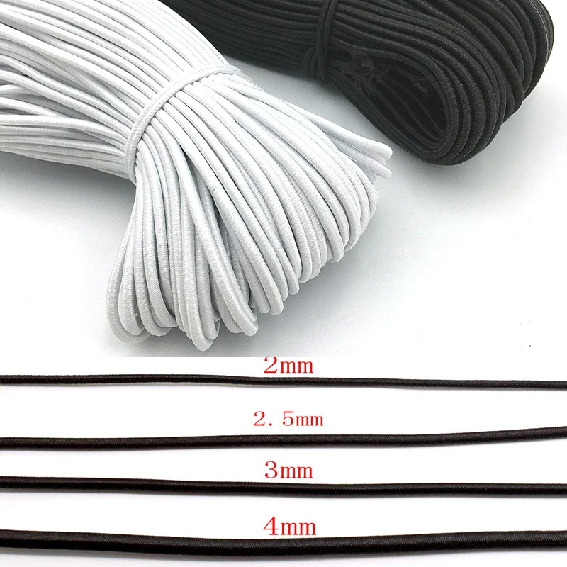 1/2/3/4/5mm High-Quality Round Elastic Band Cord Elastic Rubber white black Stretch rubber For Sewing Garment DIY Accessories