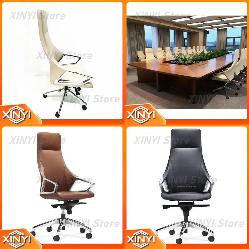 High Back Executive Office Chair for Boss Managers and Office Projects Modern Design Luxury PU Synthetic Leather White