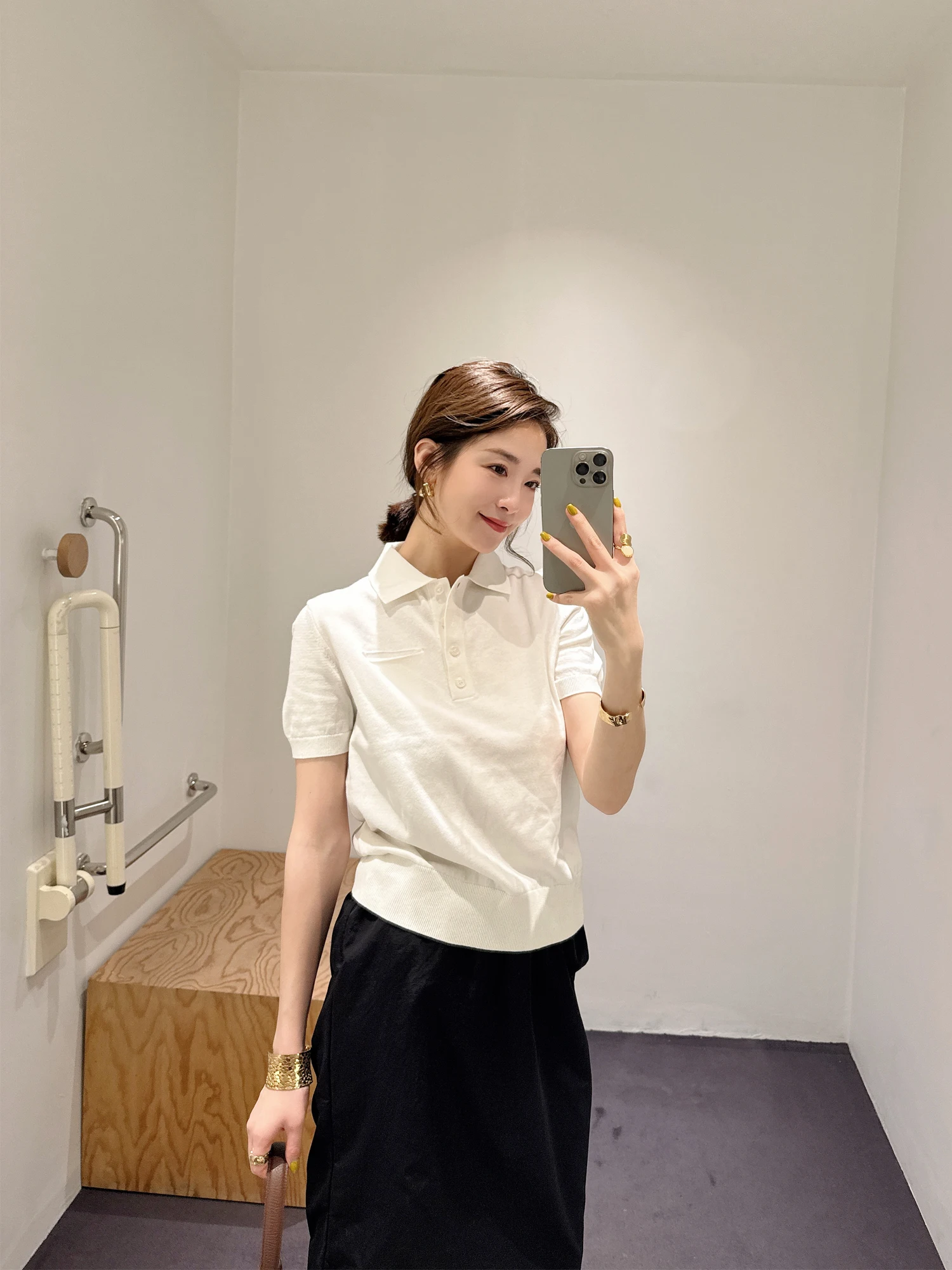 

Модная хлопковая рубашка с коротким рукавом, весна-лето 2026, женская одежда, простой топ в стиле COS, серия Miu, в студенческом стиле