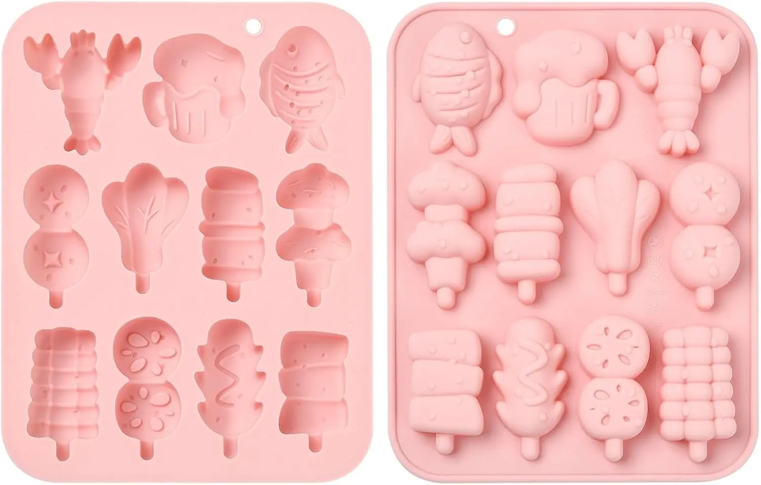 

11-Cavity BBQ Silicone Molds Hot Dog Beer Kebab Fondant Cake Mold for DIY Chocolate Candy Baking Soap Pudding Dessert Snacks