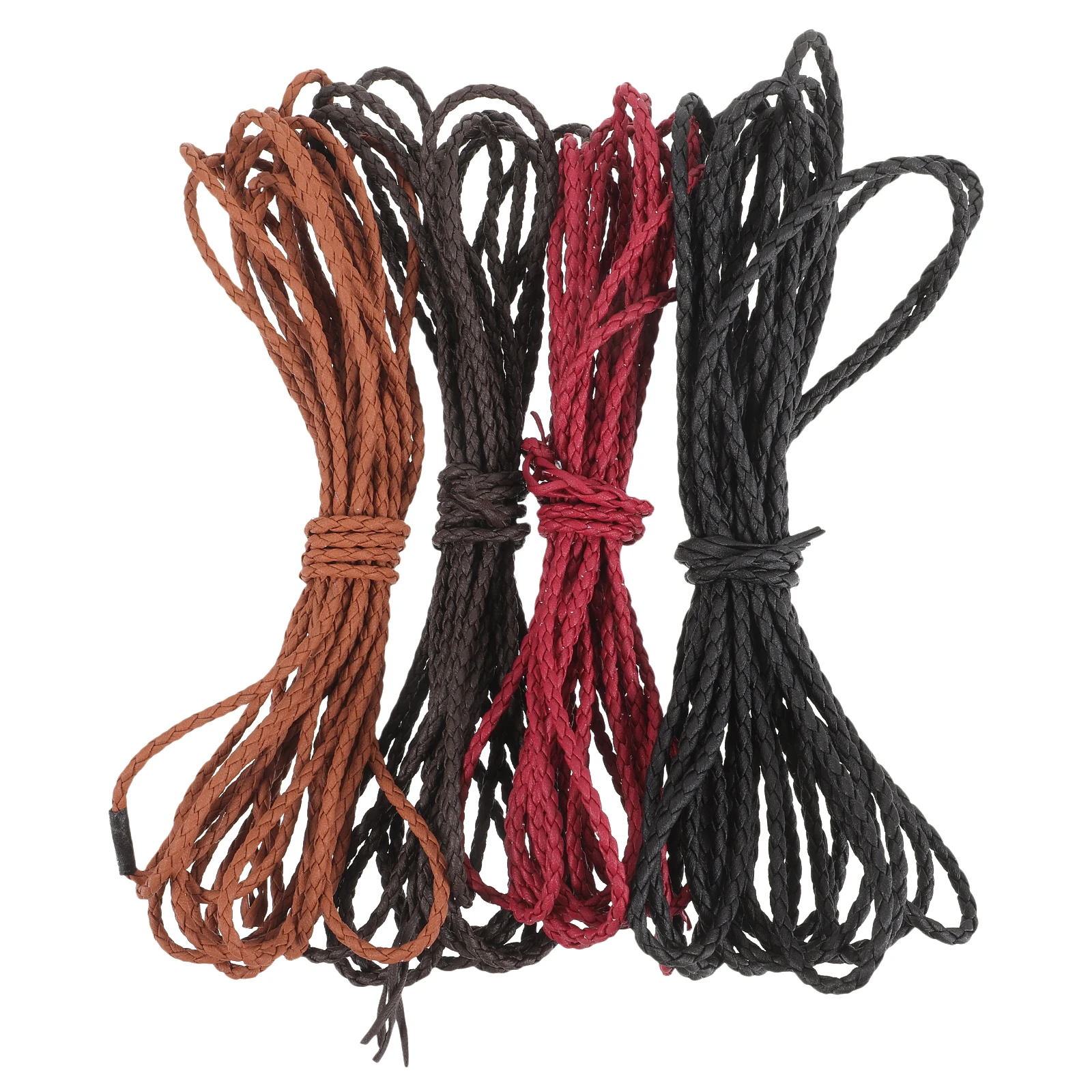 

4pcs Braided Cord For Bracelet Making Pu Rope Lanyard String Necklace Crafts Braided Lacing Cords Diy Accessories