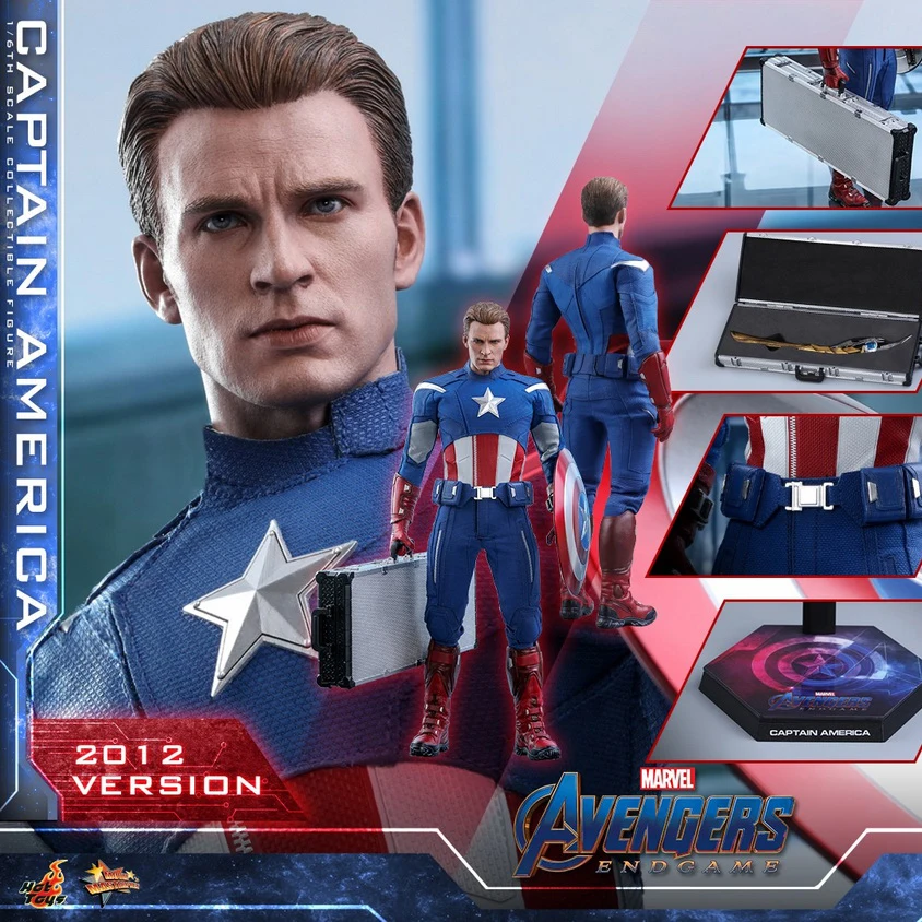 Original Hot Toys Captain America Action Figure Marvel Figures 1/6 Avengers Endgame Steve Rogers Statue HT MMS563 Model Toy Gift