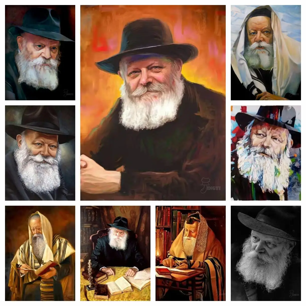 Jewish Rabbi Lubavitch Full Diamond Painting Kits Chabad Rebbe Torah Mosaic Portrait Art Cross Stitch Embroidery Home Decor