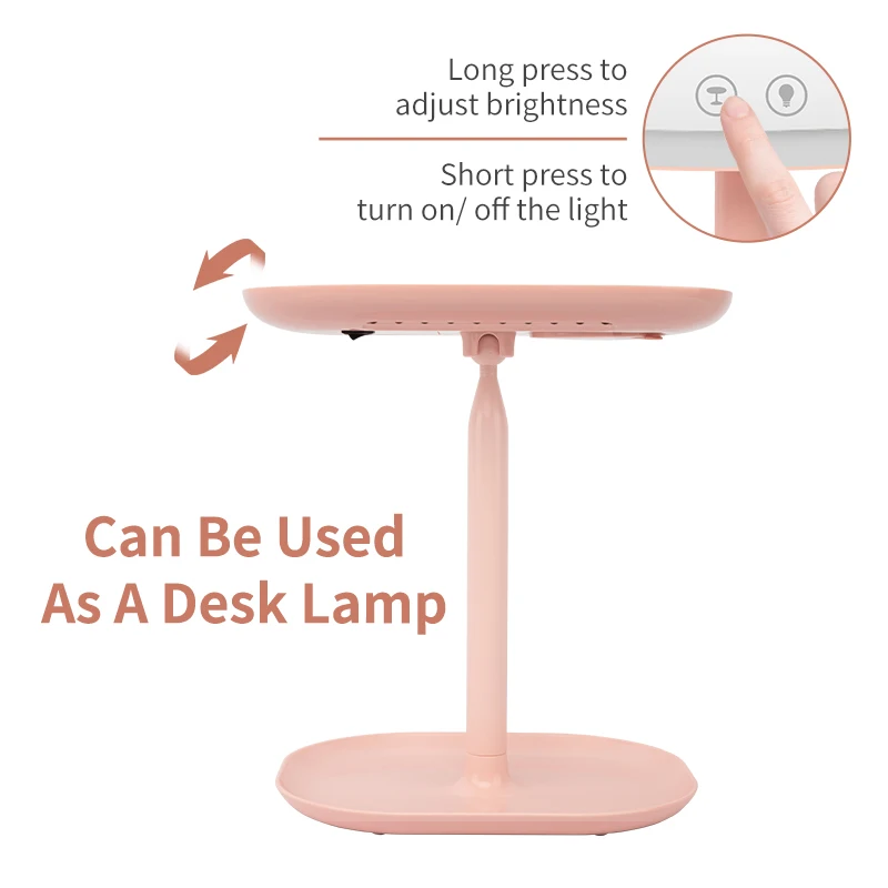 مصباح طاولة ومرآة مكياج 2 في 1 مع تعتيم باللمس، تكبير 1X/10X، يعمل بمنفذ USB، لزينة المكتب #2