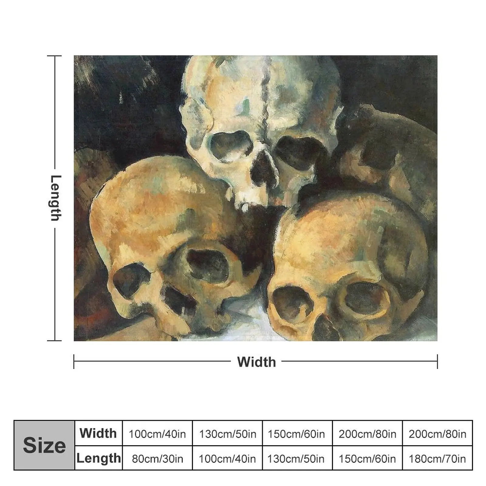 HD Pyramid of skulls, by Paul Cezanne 1868 HIGH DEFINITION Throw Blanket Sofas Single blankets and throws Luxury Brand Blankets