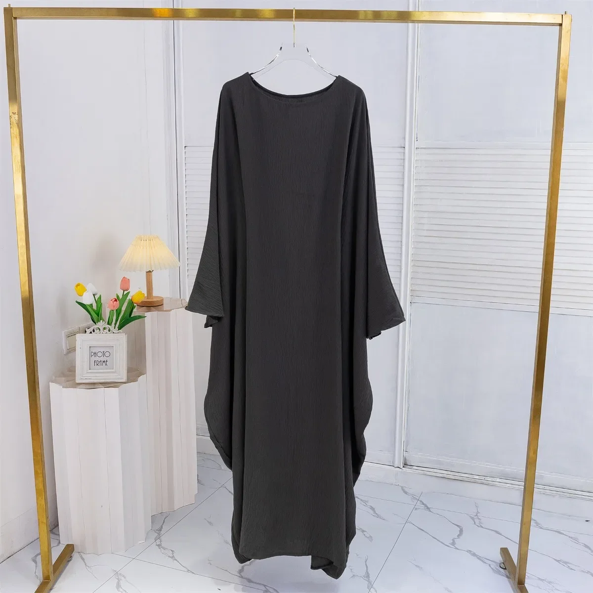 Muslim Abayas Loose Long Maxi Dresses Women Jilbabs Ramadan Dresses Muslim Islamic Dress Full Sleeve O-neck Casual Solid Abaya