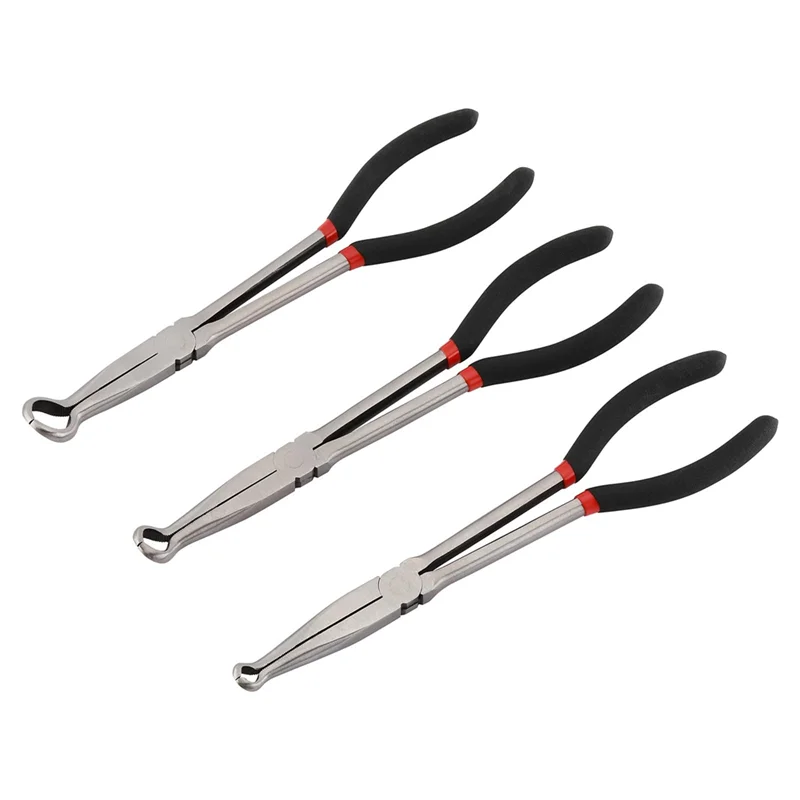 ABJO-3Pcs 11 Inch Hose Gripper Plier Set Hose Pliers Automotive 6Mm,13Mm,18Mm Dia,Offset Spark Plug Boot Removal Pliers Serrated