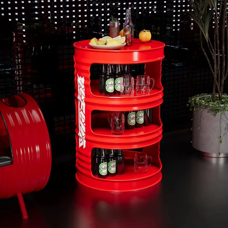 رف تخزين متعدد الطبقات إبداعي عتيق صناعي Qingba Bistro حامل عرض أسطوانة الزيت والنقش التجاري والحرف المعدنية #1