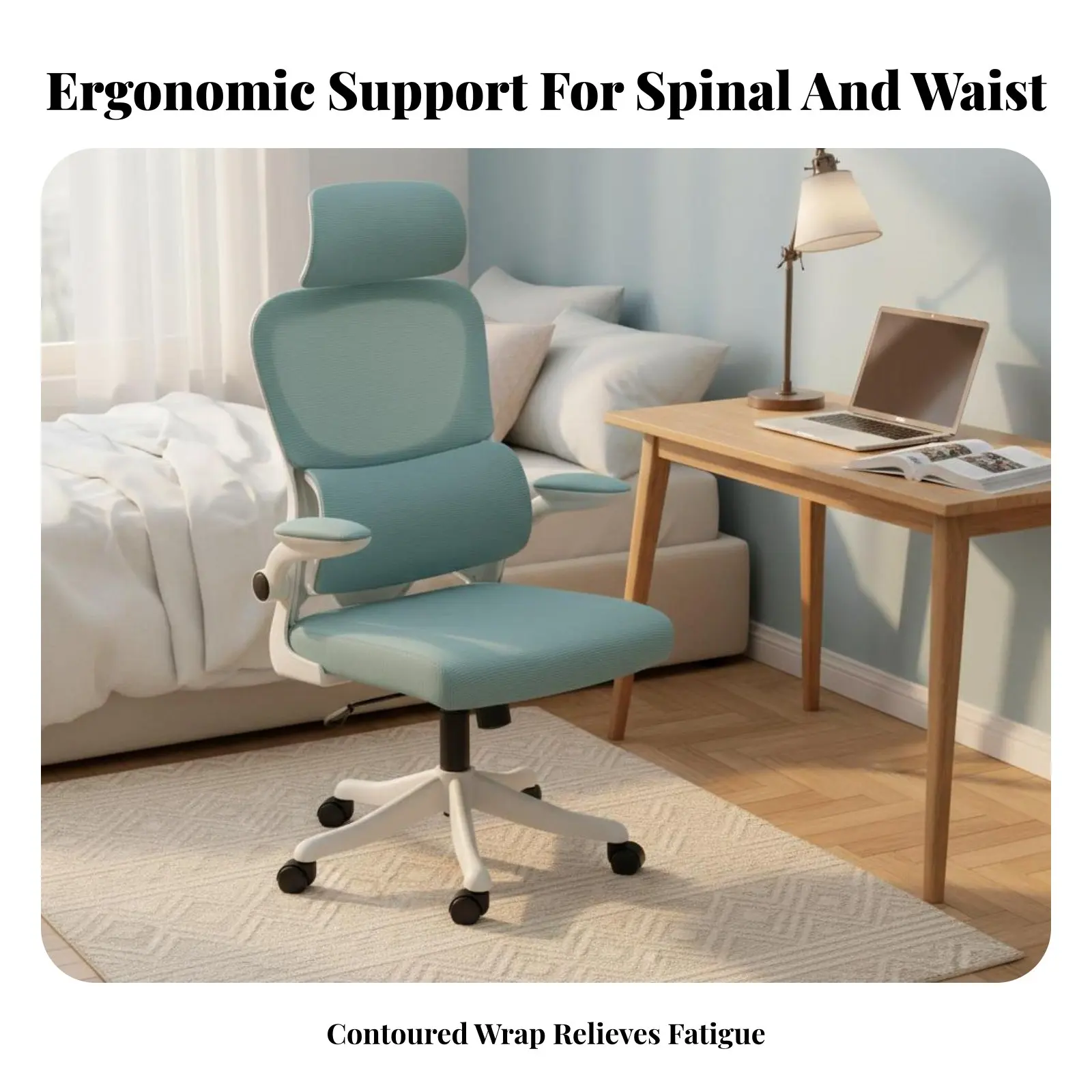 Cadeira de Escritório Highspine com Apoio de Cabeça, Design Ergonômico, Assento Giratório, Conforto para Longos Períodos, Rodízios de Rolamento Sem Es