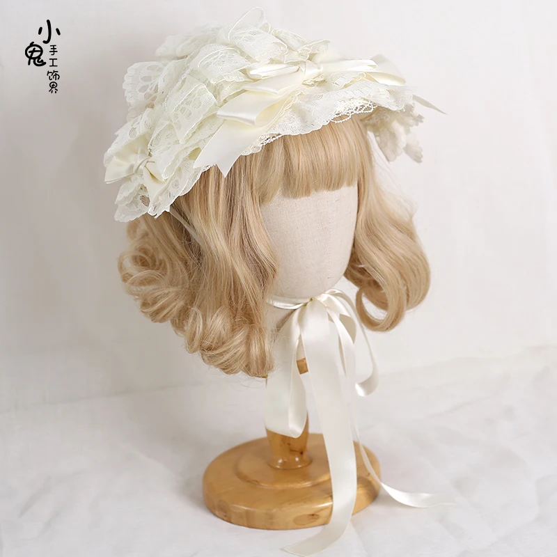 Japanese Lolita Hair Accessories Ruffled Sweet Bowknot Y2K Maid Headband Anime Cosplay Costume Headdress