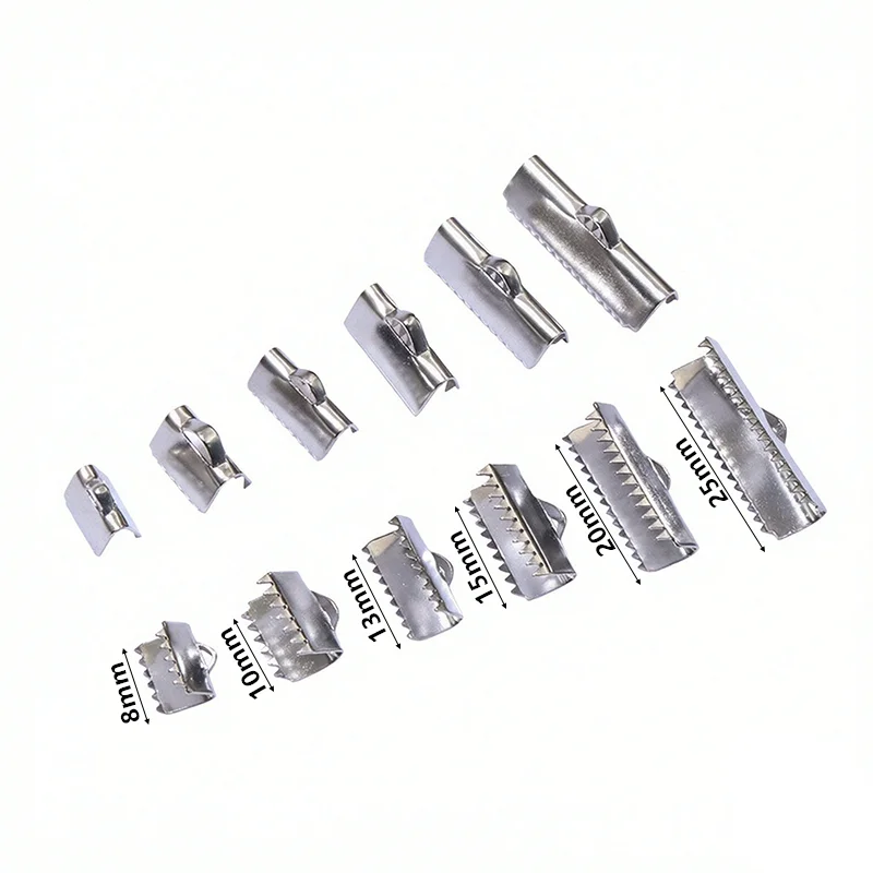 30Pcs 8-25mm Stainless Steel Crimp End Beads Buckle Tips Clasp Cord Flat Cover Clasps Connectors For DIY Jewelry Making - view 6