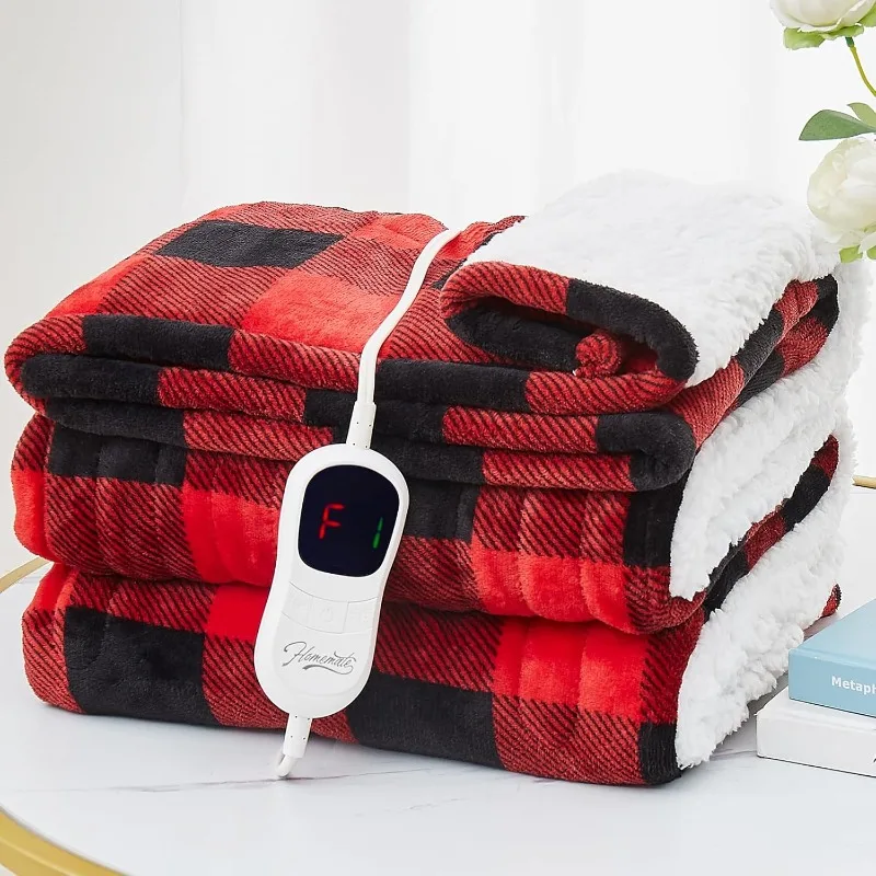 Electric Blanket Heated Throw - 50“x60“ Ultra Soft Cozy Flannel Heating Blanket with 10 Fast Heat Levels 8 Hours Auto