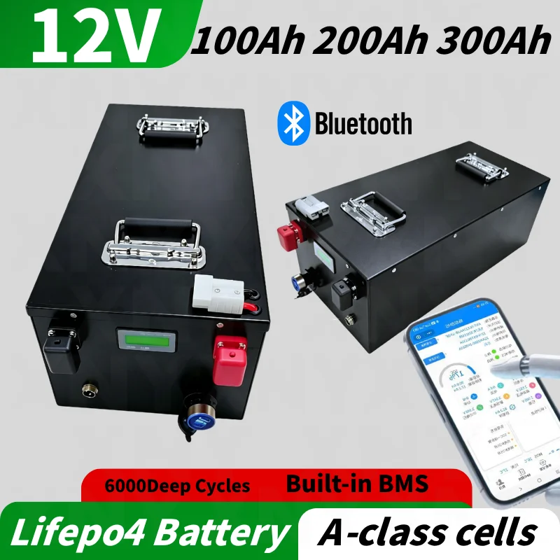 

Аккумуляторная батарея LiFePO4 12В 200Ач/300Ач/500Ач со встроенной Bluetooth BMS для солнечных систем, автодомов, домашнего хранения энергии, лодок - литий-железо-фосфатная