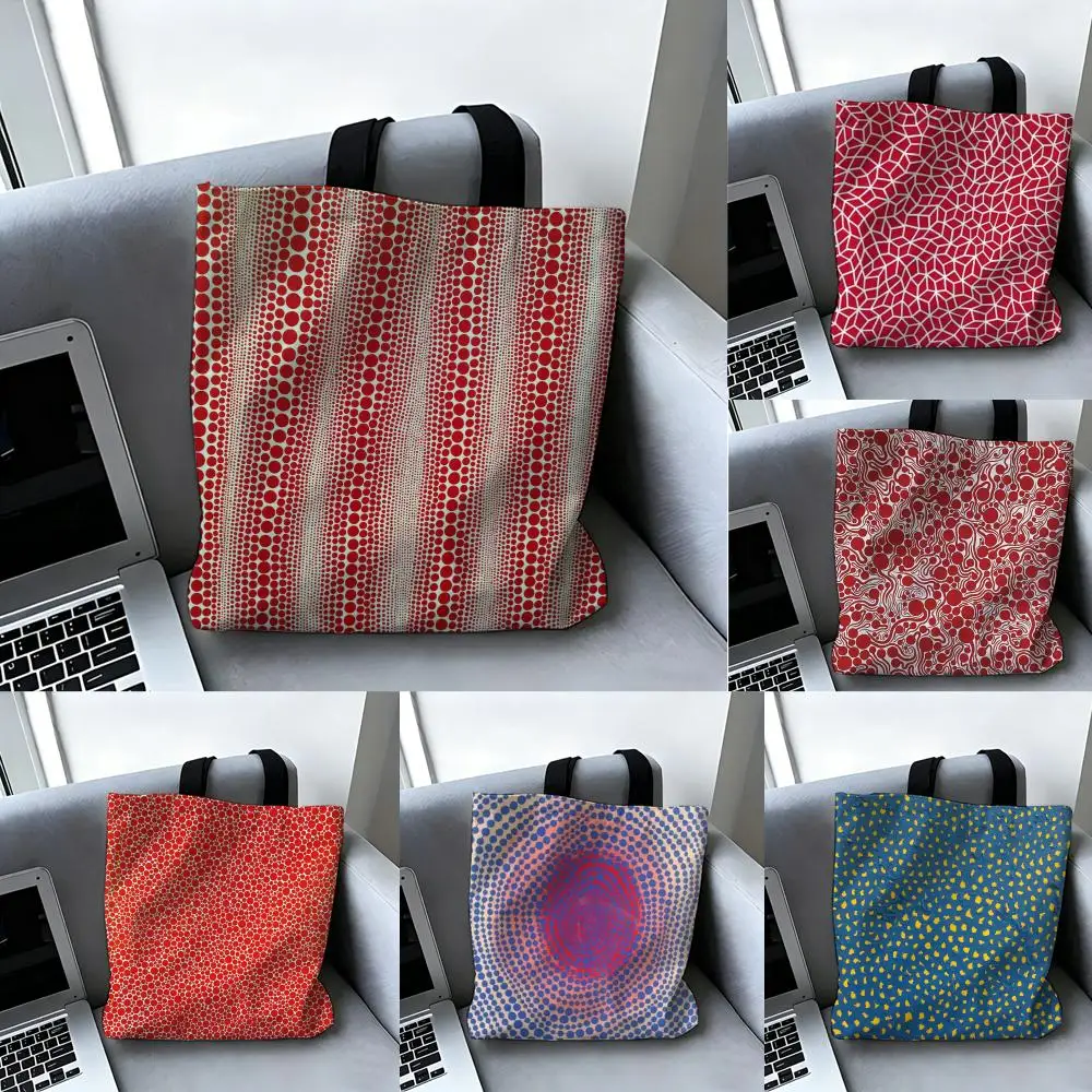 Art Background Design Y-Yayoi Kusama Storage Bags Canvas Tote Bag Large Women's Designer Handbags Shopping Bags for Groceries