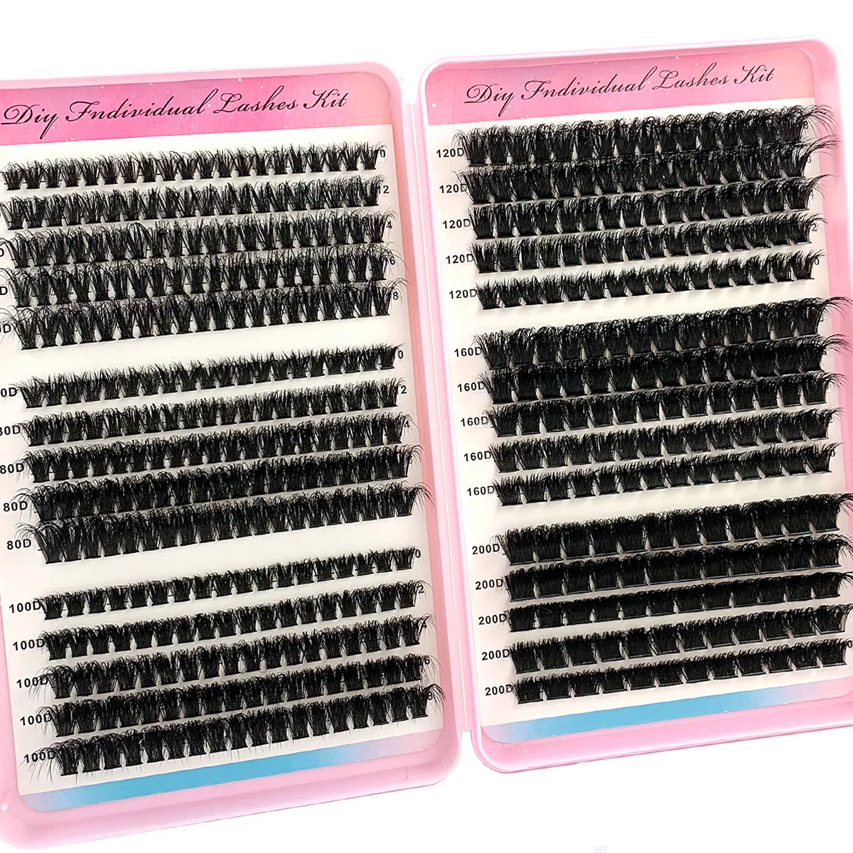 UMIRYAO 200D-60D libro per ciglia ciglia finte a grappolo singolo 500 pezzi ciglia spesse e soffici ciglia sottili 0,07 mm 10-18 mm di lunghezza mista