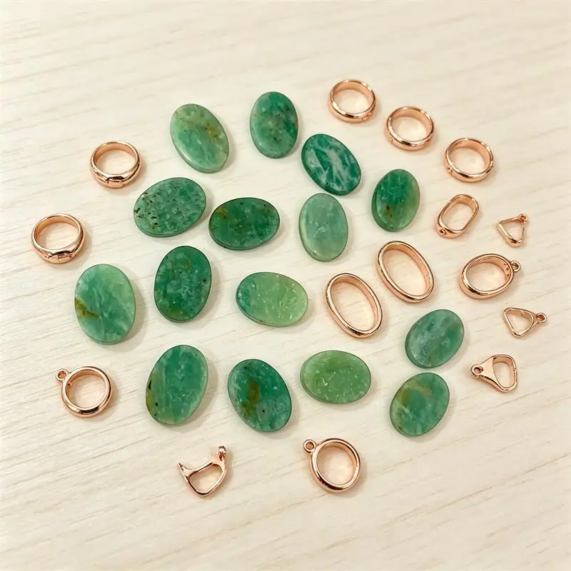 1PC 10x14-13x18mm Peruvian Amazonite Flat Oval Cabochon Beads No Hole Polished Flat Back for Necklace Pendant